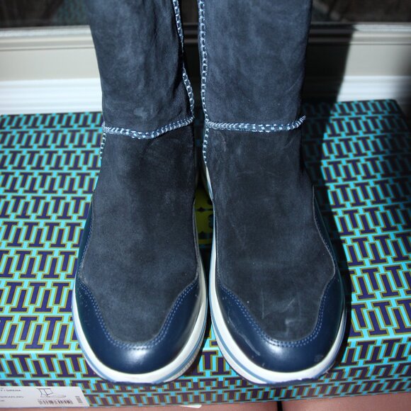 Tory Burch Gemini Link Leather Platform Shearling Boot Navy/Sirena ; Size 11 - Picture 7 of 10